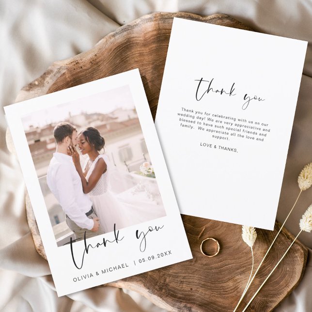 Tarjeta de agradecimiento a Boda elegante de guion (Subido por el creador)