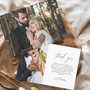 Tarjeta de agradecimiento a Boda elegante de guion