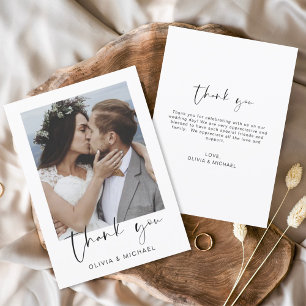Tarjeta de agradecimiento a Boda elegante de guion