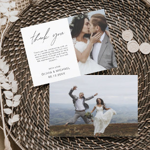 Tarjeta de agradecimiento a Boda elegante de guion
