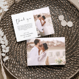 Tarjeta de agradecimiento a Boda elegante de guion