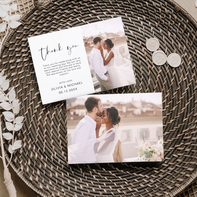 Tarjeta de agradecimiento a Boda elegante de guion (Subido por el creador)