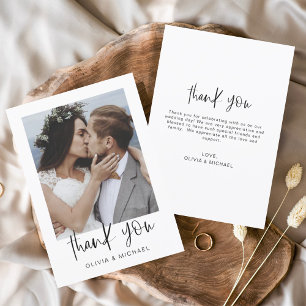 Tarjeta de agradecimiento a Boda elegante de guion