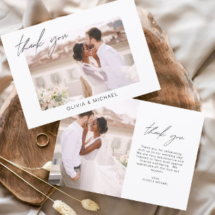 Tarjeta de agradecimiento a Boda elegante de guion