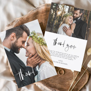 Tarjeta de agradecimiento a Boda elegante de guion
