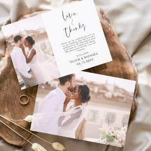 Tarjeta de agradecimiento a Boda elegante de guion