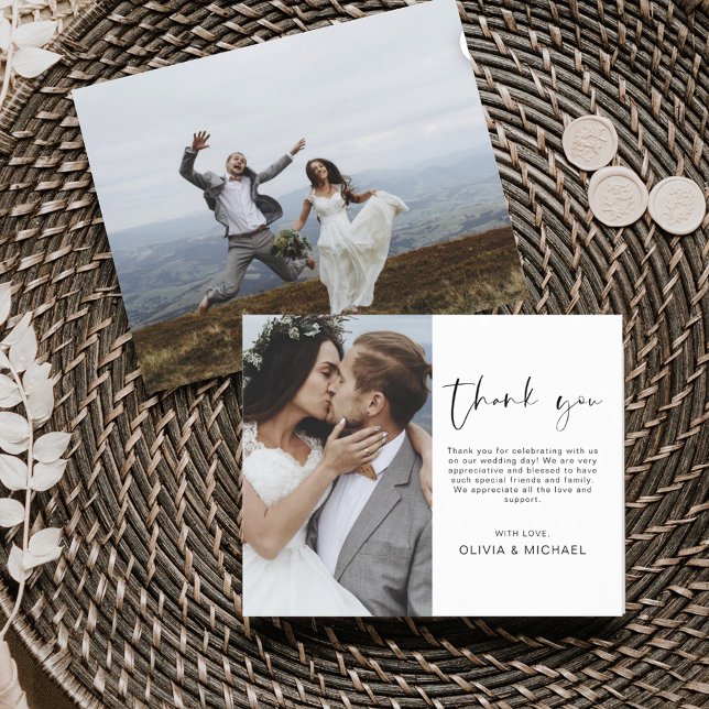 Tarjeta de agradecimiento a Boda elegante de guion (Subido por el creador)