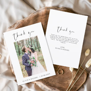 Tarjeta de agradecimiento a Boda elegante de guion