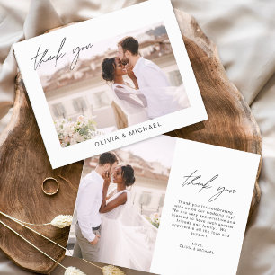 Tarjeta de agradecimiento a Boda elegante de guion