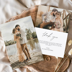 Tarjeta de agradecimiento a Boda elegante de guion