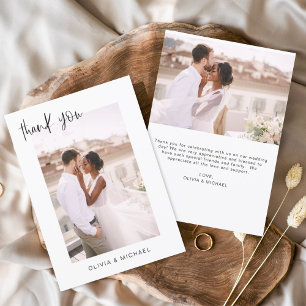 Tarjeta de agradecimiento a Boda elegante de guion