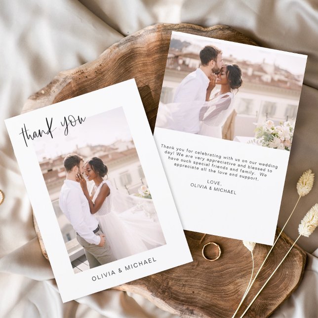 Tarjeta de agradecimiento a Boda elegante de guion (Subido por el creador)