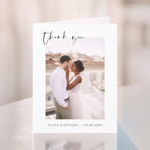 Tarjeta de agradecimiento a Boda elegante de guion