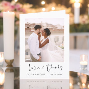 Tarjeta de agradecimiento a Boda elegante de guion