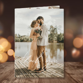 Tarjeta de agradecimiento a Boda elegante de guion