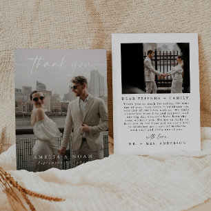 Tarjeta de agradecimiento a Boda elegante de guion