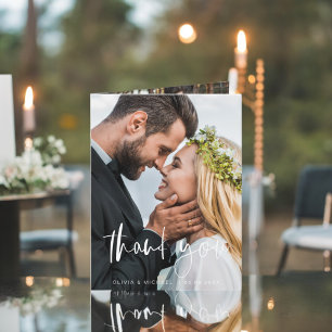 Tarjeta de agradecimiento a Boda elegante de guion