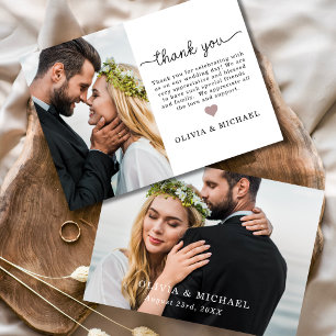 Tarjeta de agradecimiento a Boda elegante de guion