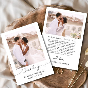 Tarjeta de agradecimiento a Boda elegante de guion