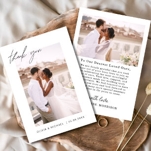 Tarjeta de agradecimiento a Boda elegante de guion