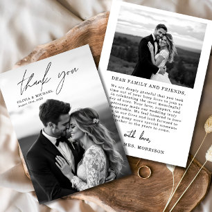 Tarjeta de agradecimiento a Boda elegante de guion