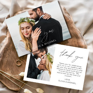 Tarjeta de agradecimiento a Boda elegante de guion