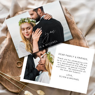 Tarjeta de agradecimiento a Boda elegante de guion