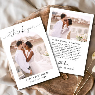 Tarjeta de agradecimiento a Boda elegante de guion