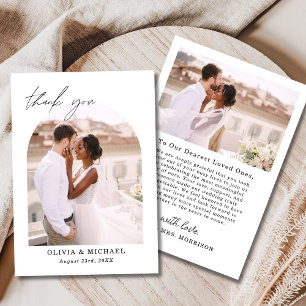 Tarjeta de agradecimiento a Boda elegante de guion