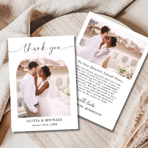 Tarjeta de agradecimiento a Boda elegante de guion