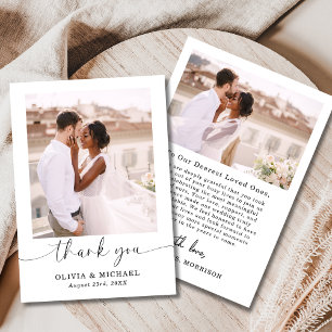 Tarjeta de agradecimiento a Boda elegante de guion