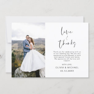 Tarjeta de agradecimiento a Boda elegante de guion