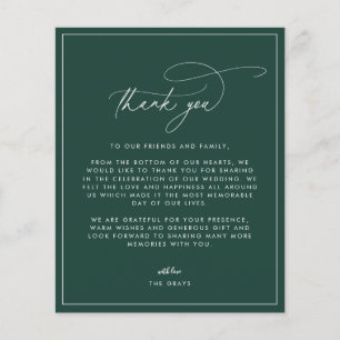 Tarjeta de agradecimiento a Boda Esmeralda