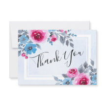 Tarjeta de agradecimiento a Boda Floral Azul de co