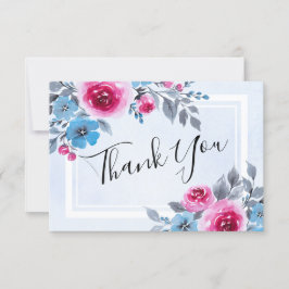 Tarjeta de agradecimiento a Boda Floral Azul de co