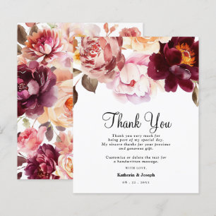 Tarjeta de agradecimiento a Boda Floral Burgundy W