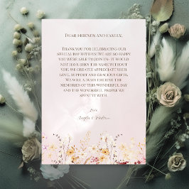 Tarjeta de agradecimiento a Boda floral de Boho Rú