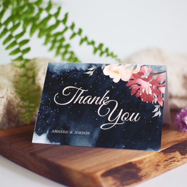 Tarjeta de agradecimiento a Boda floral de noche e (Subido por el creador)