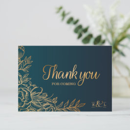 Tarjeta de agradecimiento a Boda floral elegante d
