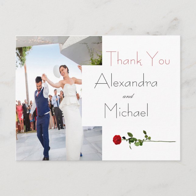 Tarjeta de agradecimiento a Boda floral elegante y (Anverso)