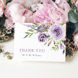 Tarjeta de agradecimiento a Boda floral morado Ros