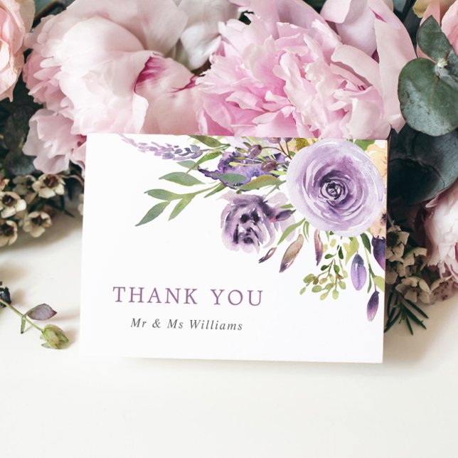 Tarjeta de agradecimiento a Boda floral morado Ros (Subido por el creador)