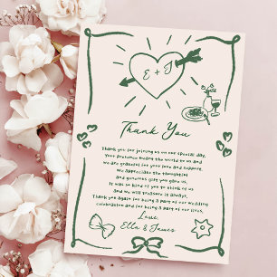 Tarjeta de agradecimiento a Boda Gratuito Retro Di