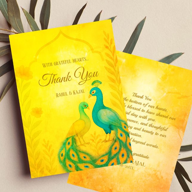 Tarjeta de agradecimiento a Boda indio con flores  (Subido por el creador)
