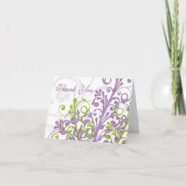 Tarjeta de agradecimiento a Boda morado verde blan