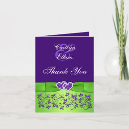 Tarjeta de agradecimiento a Boda morado y verde fl