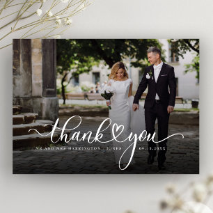 Tarjeta de agradecimiento a boda Photo Elegant Scr