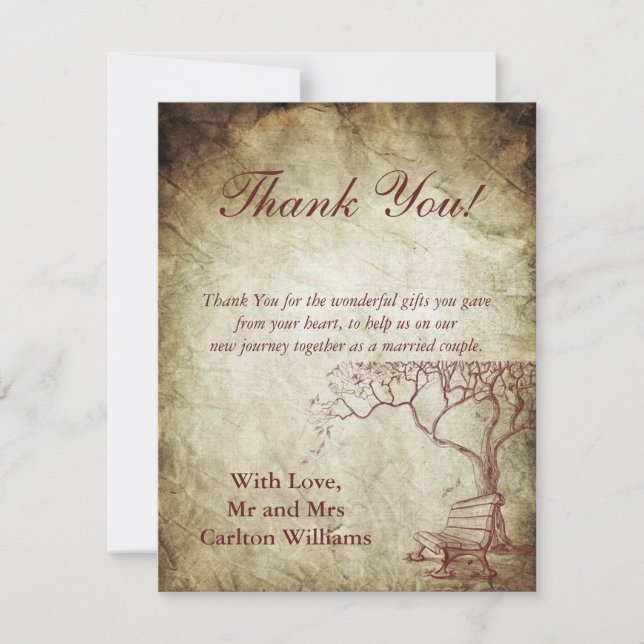 Tarjeta de agradecimiento a Boda plano de árbol de (Anverso)
