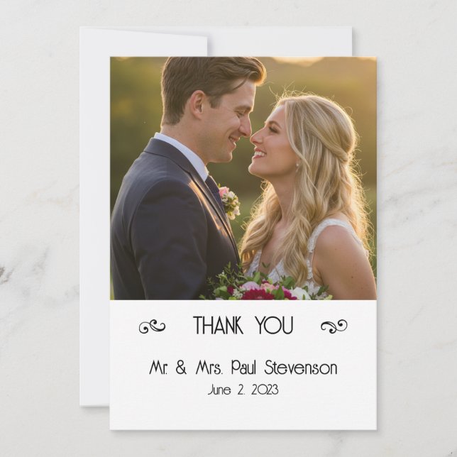 Tarjeta de agradecimiento a Boda plano fotográfico (Anverso)
