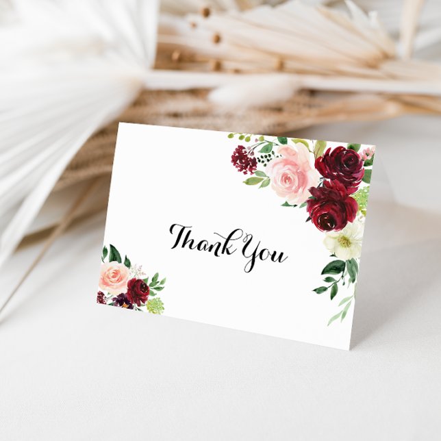 Tarjeta de agradecimiento a Boda plegado con flore (Subido por el creador)